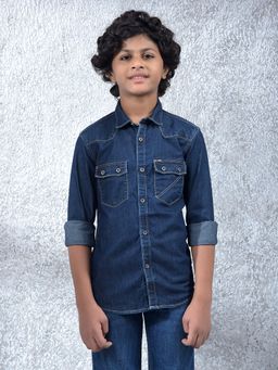 CRIMSOUNE CLUB - Boys Blue 100% Cotton Shirt