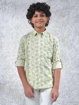 CRIMSOUNE CLUB - Boys Green Floral Print Shirt