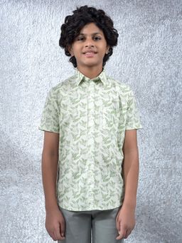 CRIMSOUNE CLUB - Boys Green Floral Print Shirt