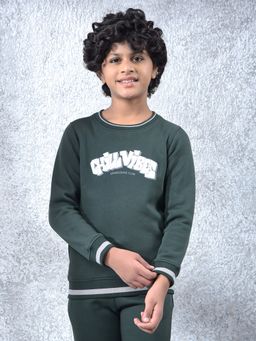 CRIMSOUNE CLUB - Boys Green Typographic Print Sweatshirt