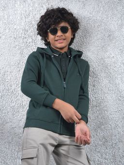 CRIMSOUNE CLUB - Boys Green Hooded Neck Hoodie