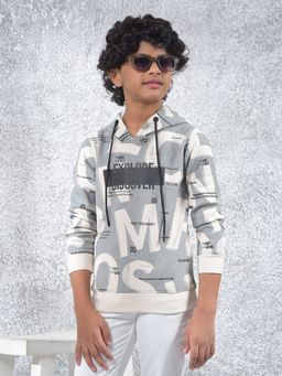 CRIMSOUNE CLUB - Boys Grey Printed Hooded Neck Hoodie