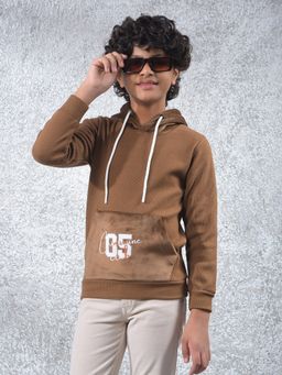 CRIMSOUNE CLUB - Boys Brown Hooded Neck Hoodie