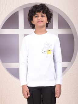 CRIMSOUNE CLUB - Boys White Printed Sweatshirt