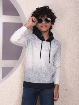 CRIMSOUNE CLUB - Boys White Embellished Hooded Neck Hoodie