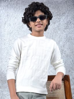 CRIMSOUNE CLUB - Boys Off White Jacquard Sweater