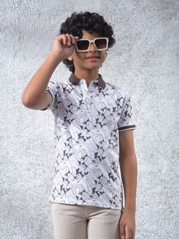 CRIMSOUNE CLUB - Boys Brown Printed Polo T-Shirt