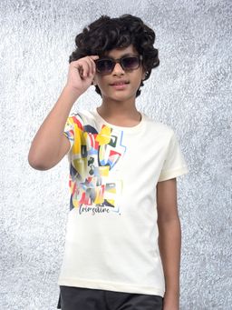 CRIMSOUNE CLUB - Boys Cream Printed T-Shirt