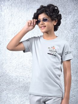 CRIMSOUNE CLUB - Boys Grey Typographic Print T-Shirt