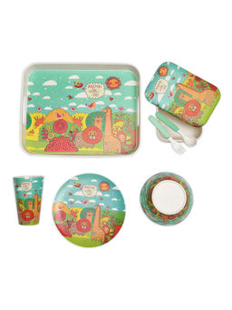 Little Surprise Box - Jungle Theme 7 Pcs Eco Friendly Bamboo Fibre Meal Set