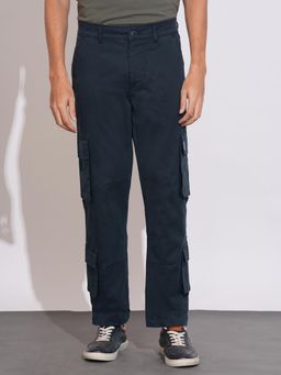 Being Human - Navy Blue Loose Fit Cotton Blend Men Cargo