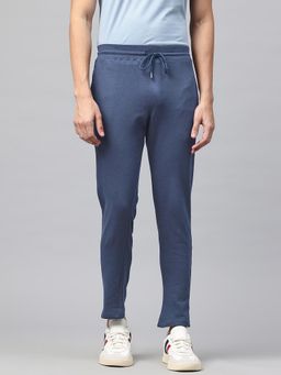 Tom Burg - Blue Men Mid-Rise Cotton Zipper Pocket Trackpant