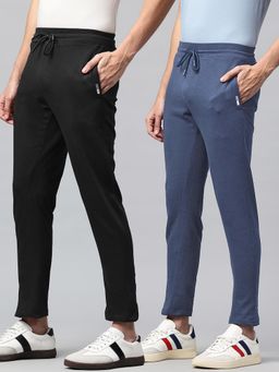 Tom Burg - Multi-Color Men Mid-Rise Cotton Zipper Pocket Trackpants (Pack of 2)