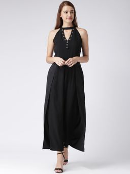 KASSUALLY - Women Black Solid Layered Basic Jumpsuit