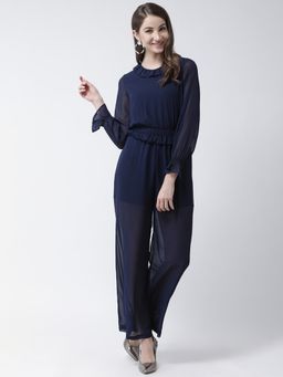 KASSUALLY - Women Navy Blue Solid Basic Jumpsuit