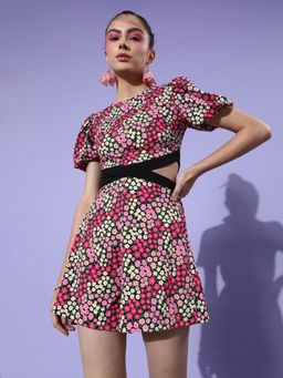 KASSUALLY - Women Pretty Pink Floral Playsuit