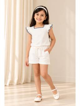 Miyo - Girls Embroidered Flutter Sleeve Casual Top
