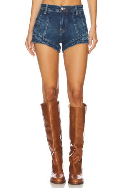 Free People - x We The Free Crvy Mona High Rise Shorts In Bombay Blue