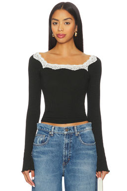 Free People - x Intimately Oh My Darling Long Sleeve In Black Combo