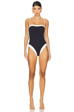L'AGENCE - Tory Colorblock Chic Bandeau One Piece Swimsuit
