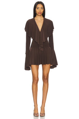 Norma Kamali - x REVOLVE Long Sleeve Deep V Ruffle Mini Dress