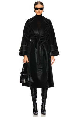 SELMACILEK - Faux Leather Stitch Trenchcoat