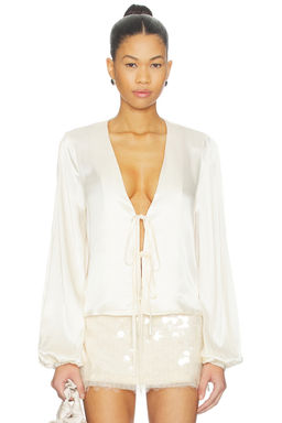 SNDYS - Lucille Tie Front Long Sleeve Top