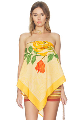 Verandah - High-low Linen Scarf Blouse