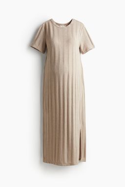 H&M - Women Beige Mama Ribbed Dress