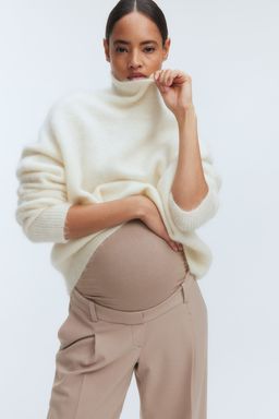 H&M - Women Beige Mama Wide Tailored Trousers