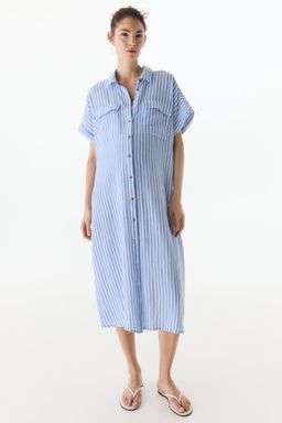 H&M - Women Blue Mama Muslin Shirt Dress