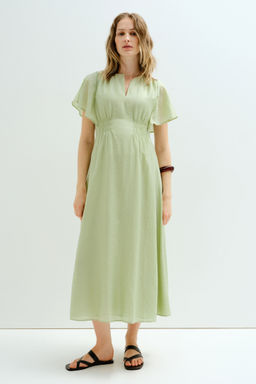 H&M - Women Green Mama Long Crinkled Dress