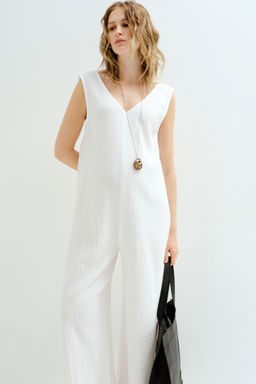 H&M - Women White Mama Muslin Jumpsuit