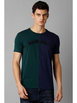 Allen Solly - Men Green Colorblock Crew Neck T-shirt