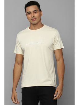 Allen Solly - Men Cream Solid Crew Neck T-shirt
