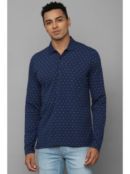 Allen Solly - Men Navy Printed Polo Neck T-shirt