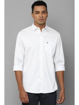 Allen Solly - Men White Slim Fit Printed Full Sleeves Casual Shirts