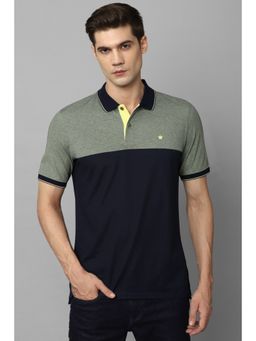 Louis Philippe - Men Black Colorblock Polo Neck T-shirt