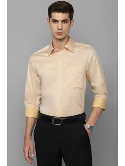 Louis Philippe - Men Beige Classic Fit Printed Full Sleeves Formal Shirt