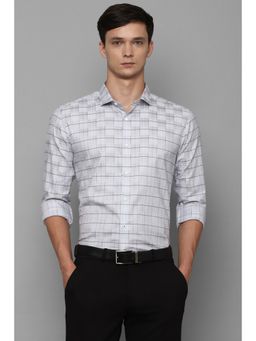 Louis Philippe - Men Grey Super Slim Fit Checks Full Sleeves Formal Shirt