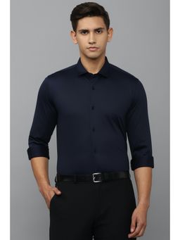 Louis Philippe - Men Navy Super Slim Fit Solid Full Sleeves Formal Shirt