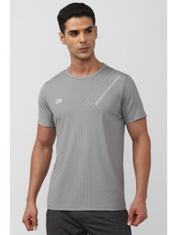 Peter England - Men Grey Printed Crew Neck T-shirt