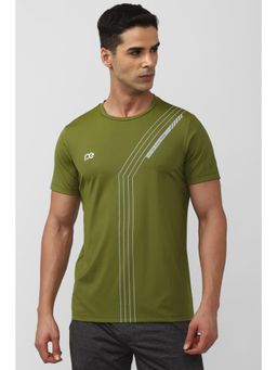 Peter England - Men Olive Printed Crew Neck T-shirt