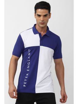Peter England - Men Blue Colorblock Polo Neck Polo T-shirts