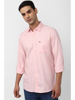 Peter England - Men Pink Slim Fit Solid Full Sleeves Casual Shirt