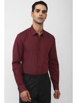 Peter England - Men Maroon Slim Fit Formal Full Sleeves Formal Shirt