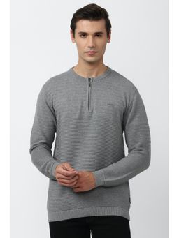 Van Heusen - Men Grey Textured Crew Neck Sweater