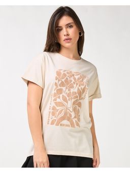 Bewakoof - Women Beige Strong Graphic Printed Boyfriend T-Shirt