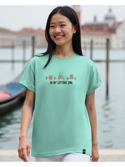 Bewakoof - Women Granite Green Lifting Era Graphic Printed Boyfriend T-Shirt