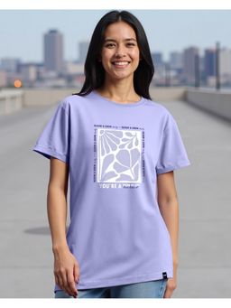 Bewakoof - Women Baby Lavender Work Of Art Graphic Printed Boyfriend T-Shirt